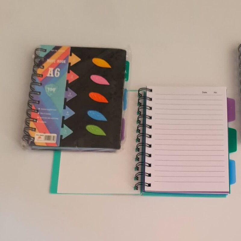 دفتر یادداشت سیمی جلد طلقی فنر دوبل 120 برگ در 3 رنگ