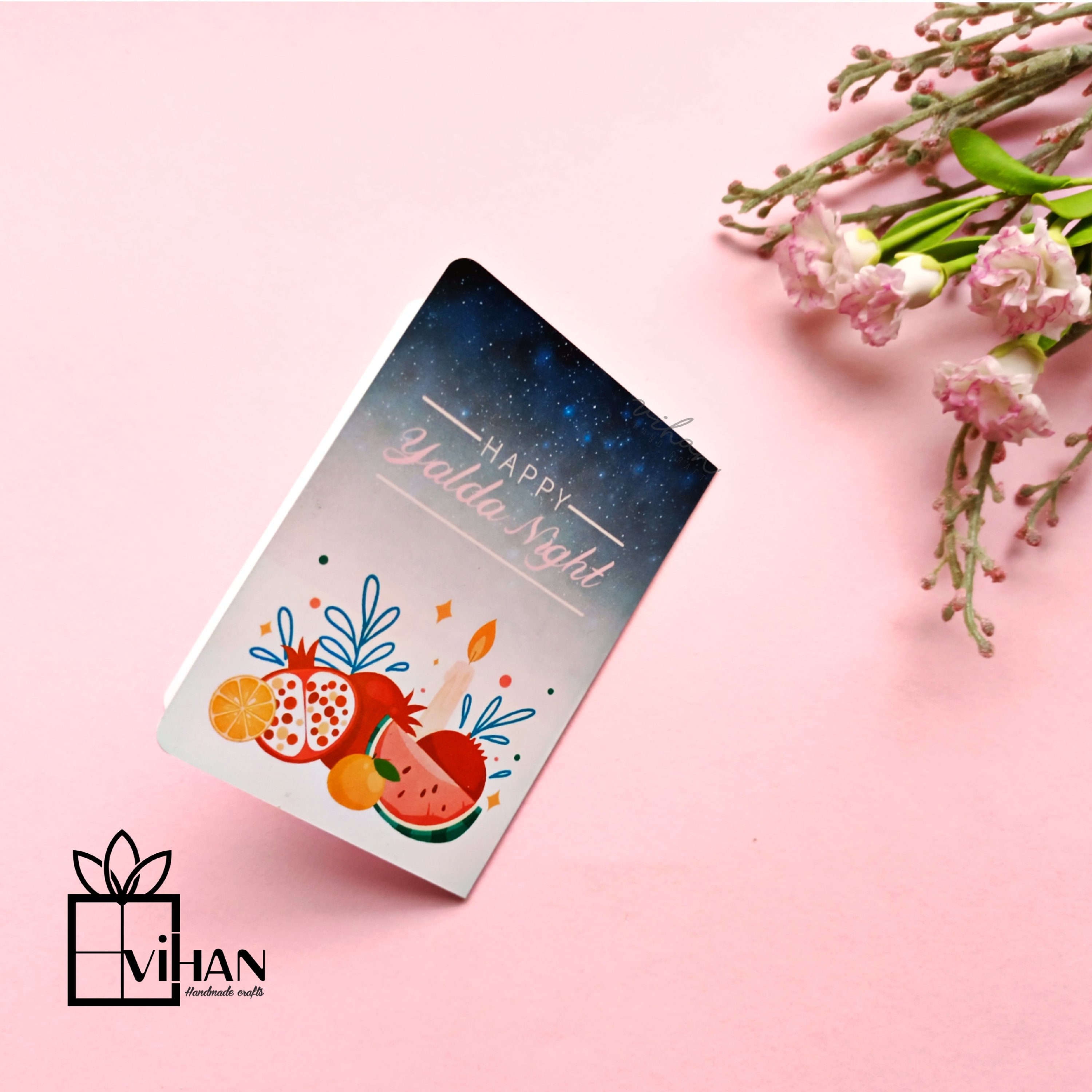 کارت پستال (تبریک) مستطیلی گلاسه طرح یلدا3
