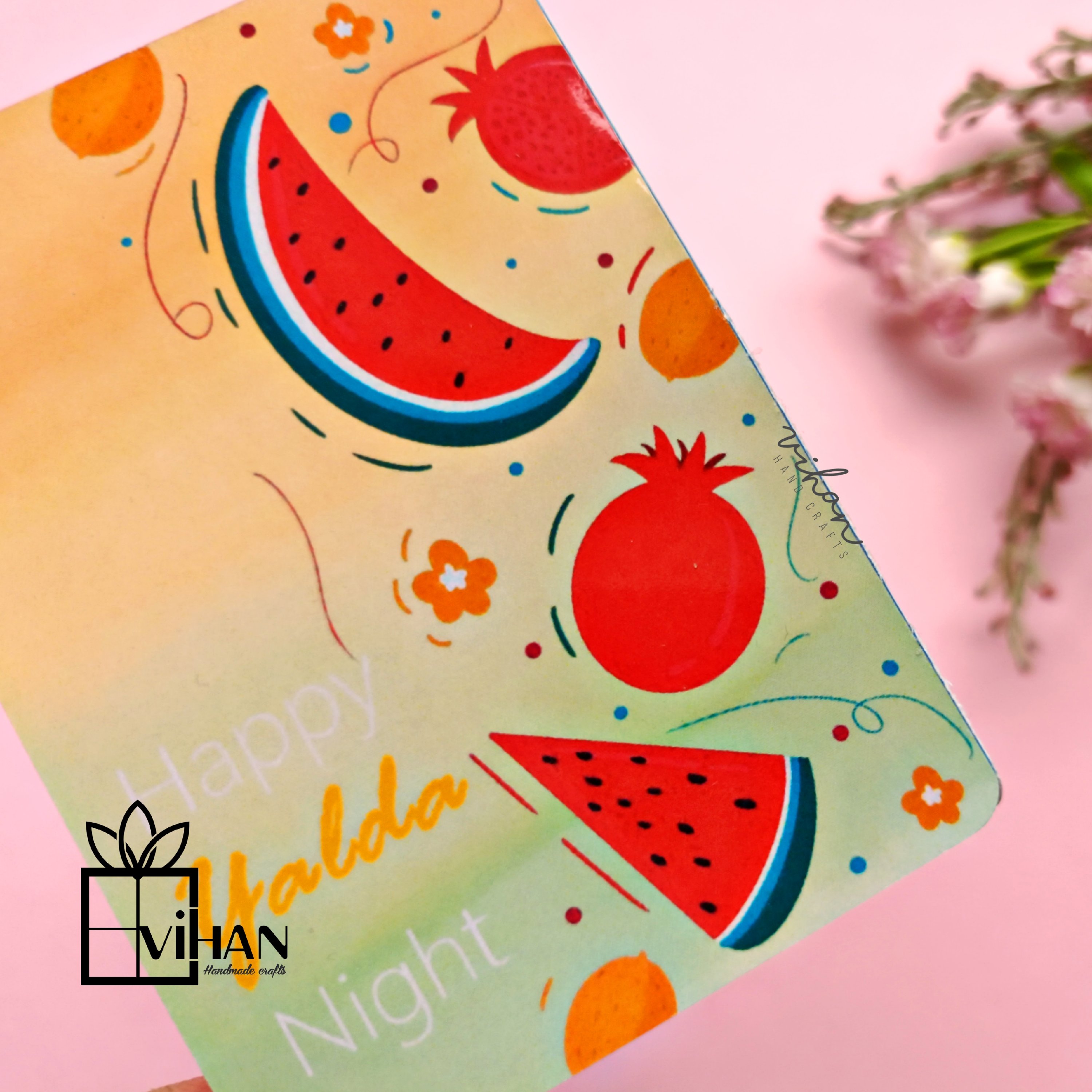 کارت پستال (تبریک) مستطیلی گلاسه طرح یلدا 4