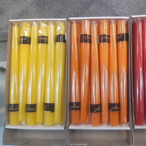 شمع قلمی 20 سانت در 5 رنگ زیباا فقط بصورت عمده در بسته بندی 12 تایی