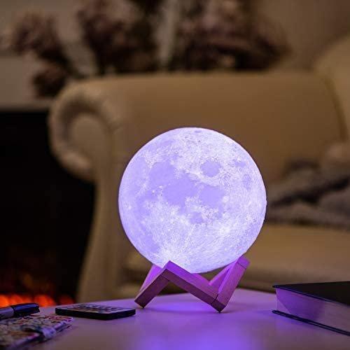 چراغ خواب( آباژور ) کره ماه 19 سانتی 16 رنگ شارژی