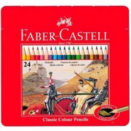 مداد رنگی 24 رنگ جعبه فلزی FABER CASTELL مدل کلاسیک