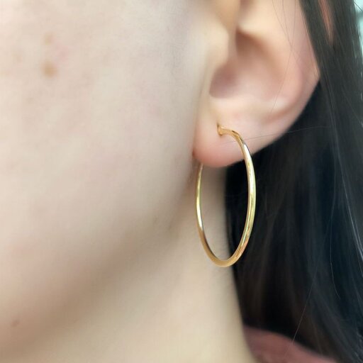 گوشواره حلقه ای سایز کوچک تا بزرگ طلایی و نقره ای 