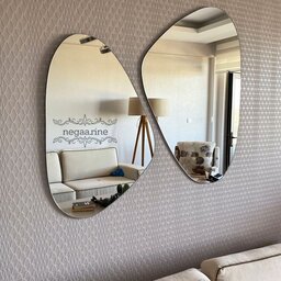 آینه ی دیواری دفرمه ست دو تیکه قلوه سنگی در ابعاد 50×70