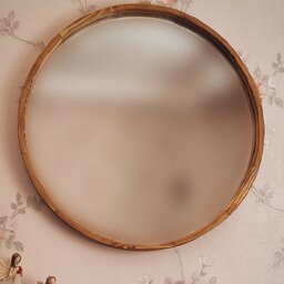 آینه با قاب چوبی  قطر 50 سانتی متری از جنس چوب نراد روسی