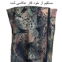 روسری نخی 125 دست دوز تک طرح پروانه زمینه ابروبادی 