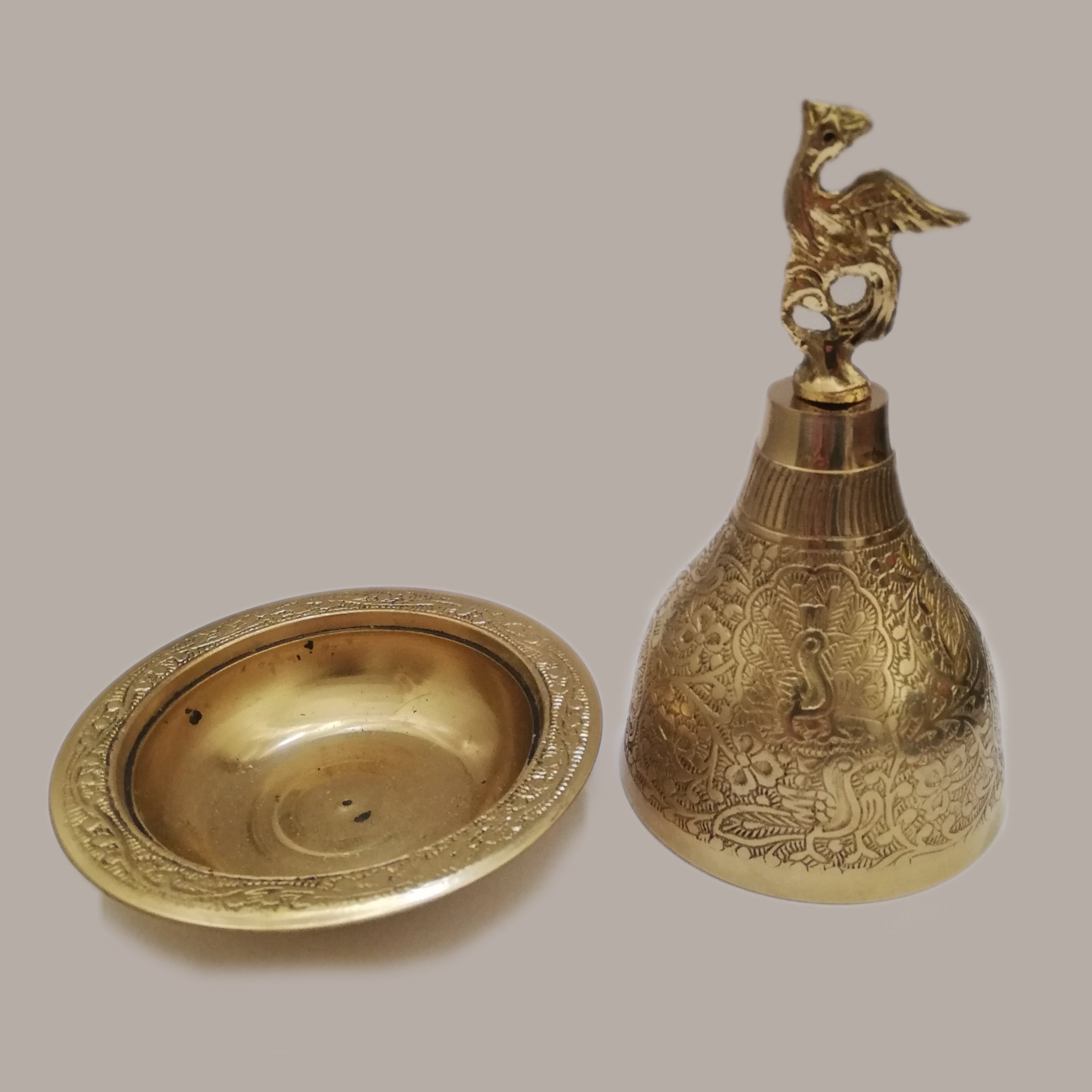 کره خوری برنجی هندی خاویارخوری ارتفاع 17 سانتی متر