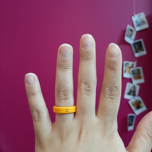 انگشتر خمیری دخترانه انگشتر چانکی طرح لبخند رنگ نارنجی یا پرتقالی (سفارشی)