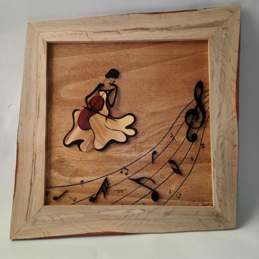 تابلو معرق چوب برجسته به سبک رئال نت و موسیقی