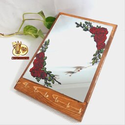 جاکلیدی آینه دار  دیواری  با نقش برجسته ویترای طرح گل رز  