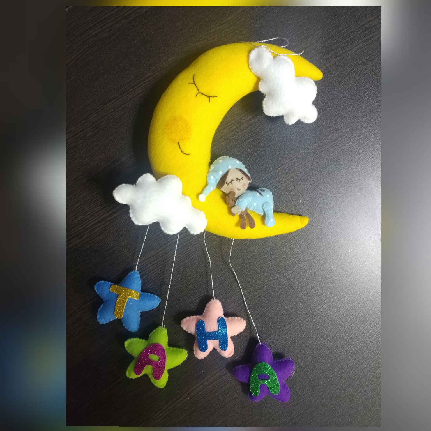 آویز نمدی ماه و ستاره
