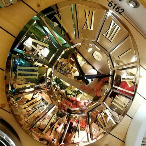 ساعت دیواری آینه ای رنگ برنز