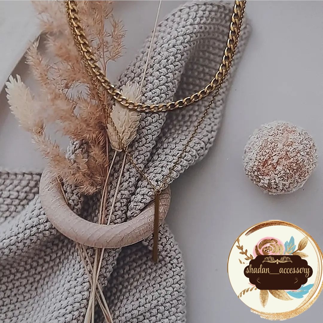 گردنبند دو لاین با پلاک مستطیل باریک زیورآلات دستساز رنگ ثابت زنانه دخترانه