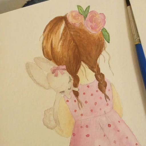 تابلو نقاشی دخترک با خرگوش