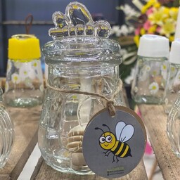 ظرف عسل هانی با جنس شیشه و ارتفاع 15 سانت  محصولی زیبا 
