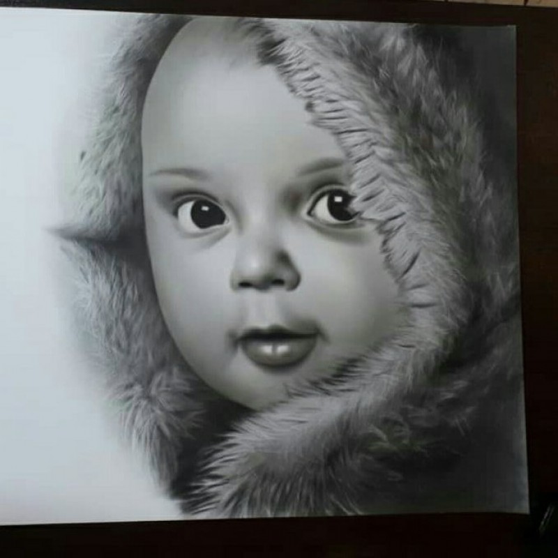 نقاشی سیاه قلم مدل بچه