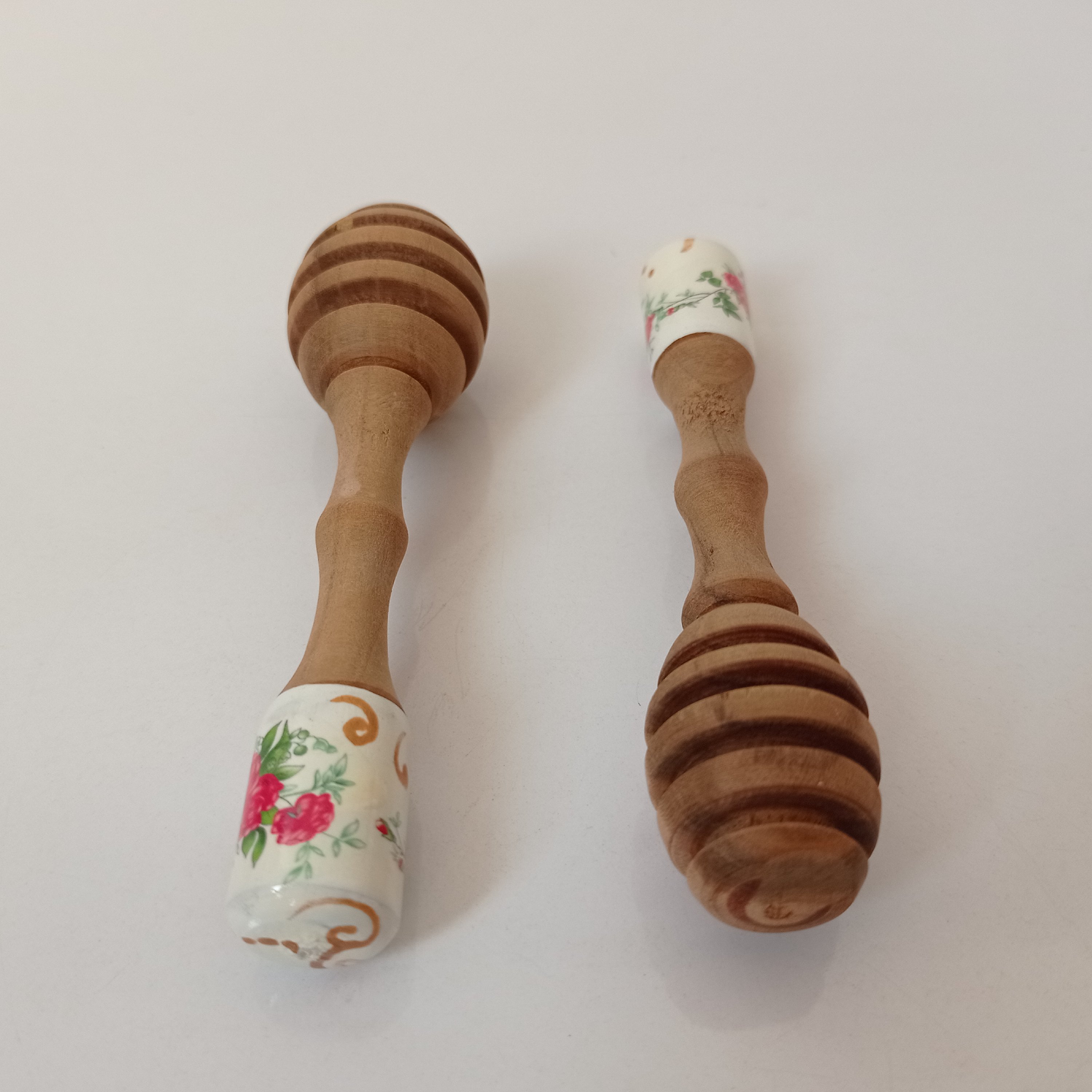 قاشق عسل چوبی دسته رنگی 2 عددی سایز کوچک
