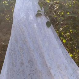 چادر عروس سفید حریر ابریشم