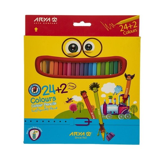 مداد رنگی 24 رنگ آریا جعبه مقوایی