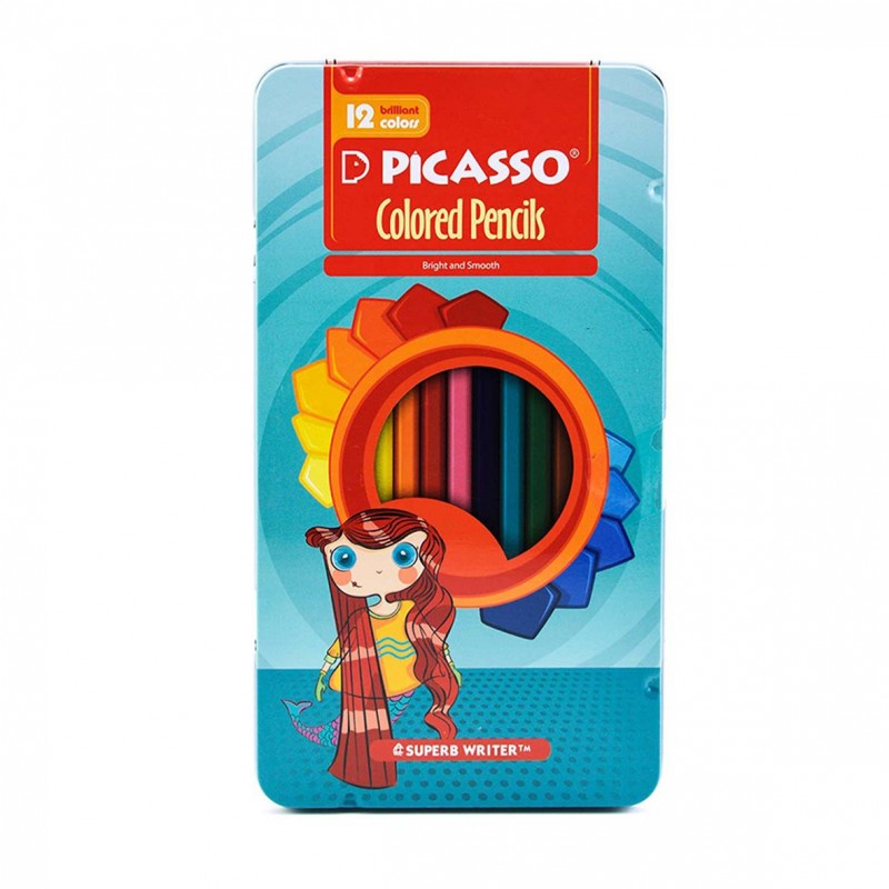 مداد رنگی 12 رنگ پیکاسو جعبه فلزی