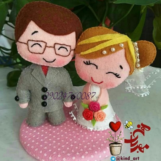 گیفت و عروسک عروس و داماد نمدی 2 (شیک و جدید)