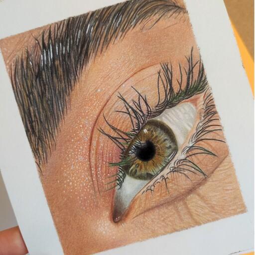 نقاشی و طراحی چشم هایپررئال یه هدیه خاص سایزA5
