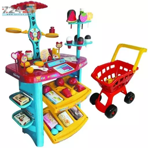 اسباب بازی سوپر مارکت بچه ها به همراه چرخ خرید مدل تاپ توی Super Market Top Toy با تخفیف ویژه آف 724