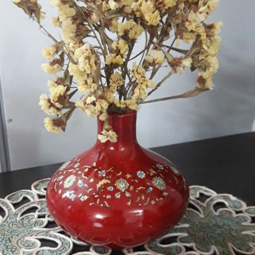 گلدان سفالی و چوبی (کدو قلیانی)