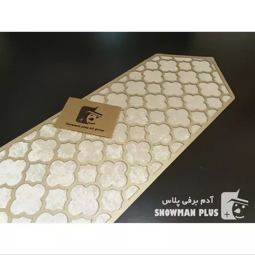 رانر طرح گلبرگ سایز 90 30 چرم طلایی  متالیک و مخمل مبلی آستردار 