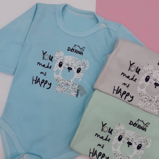 سه تکه نوزادی، در سه سایز و سه رنگ، چاپ ماندگار با طرح خرس، پسرانه