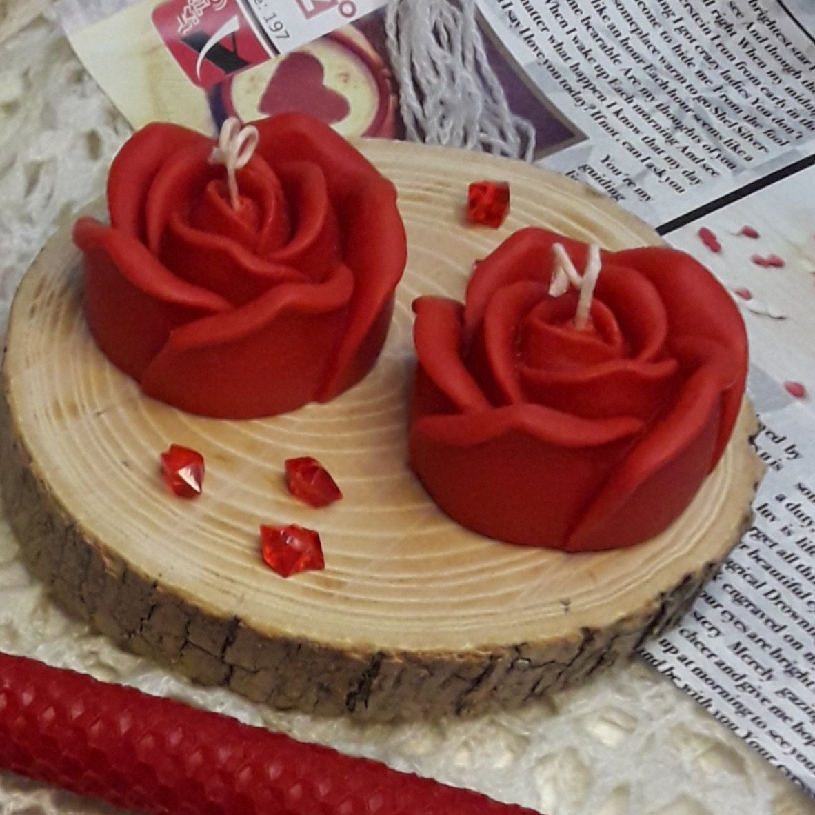 شمع گل رز  رنگی(یک عدد)