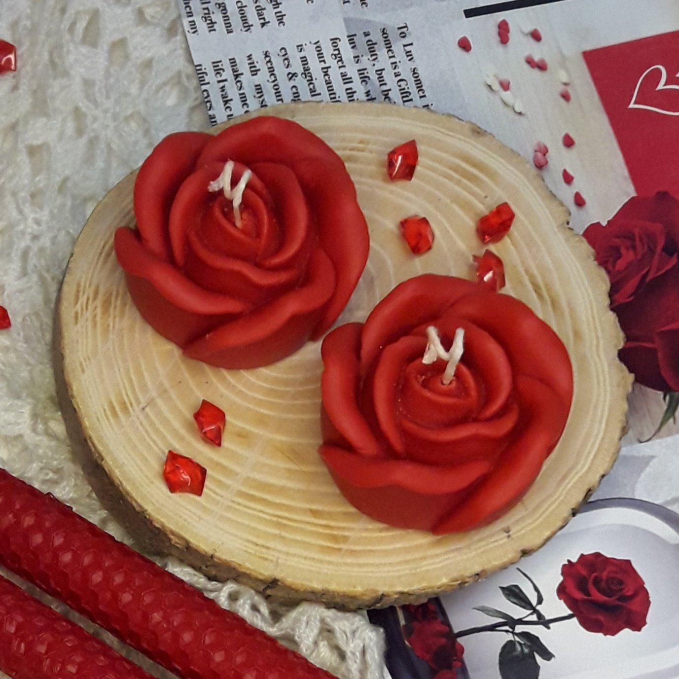 شمع گل رز  رنگی(یک عدد)
