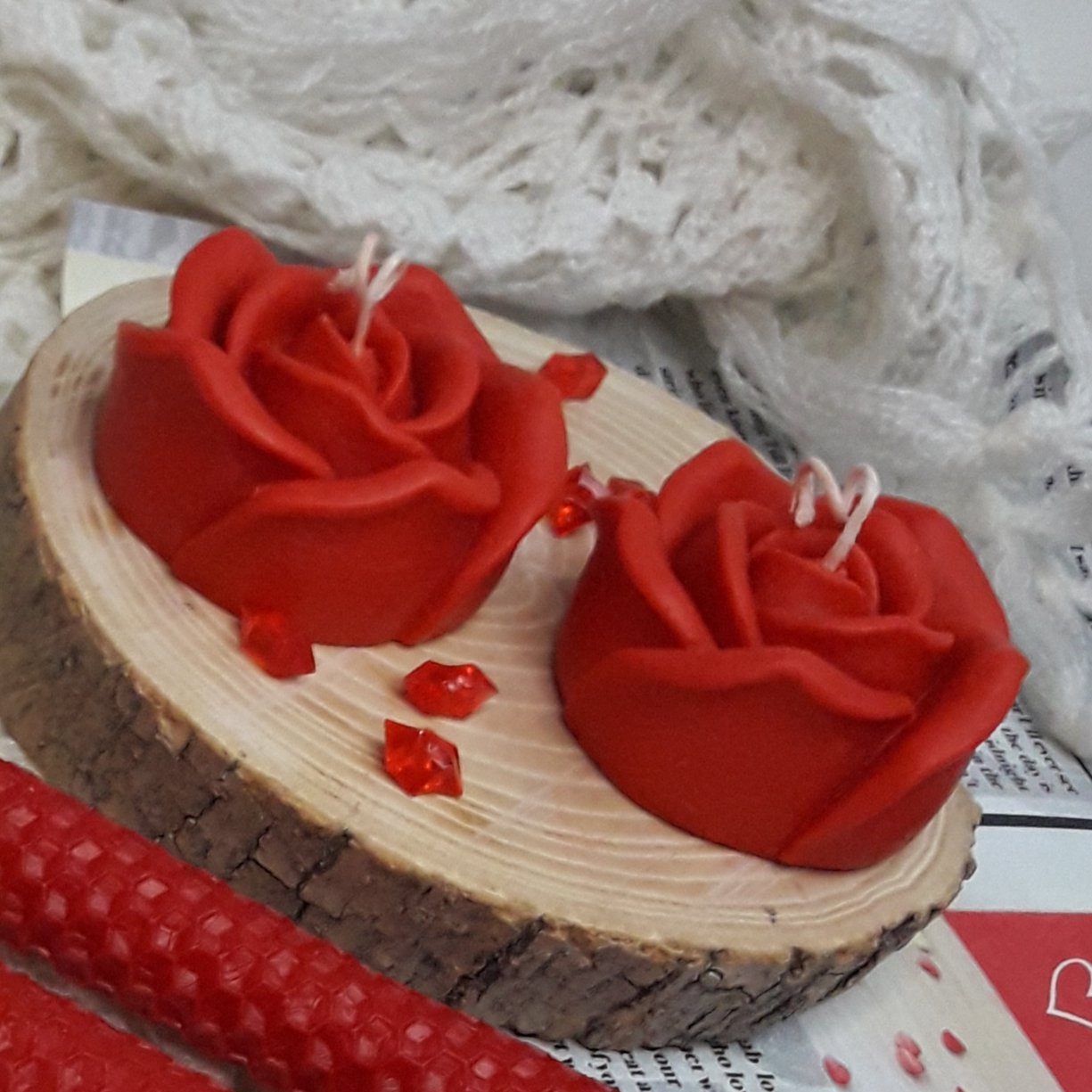 شمع گل رز  رنگی(یک عدد)