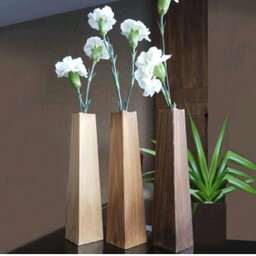 گلدان چوبی رومیزی چوب زیبای روس ضد آب رنگ قهوه ای