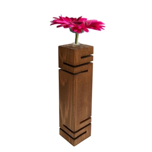 گلدان چوبی رومیزی چوب زیبای روس رنگ قهوه ای تیره و روشن و کرم