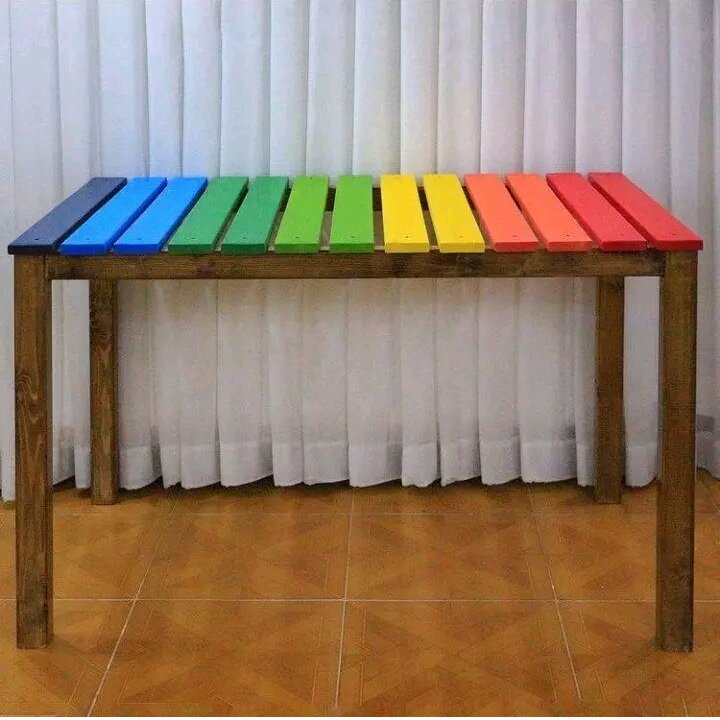 میز و صندلی و نیمکت چوبی چوب روس رنگ فانتزی ضد آب (پس کرایه)