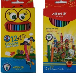 مداد رنگی آریا 12 رنگ جعبه مقوایی بسته 2جعبه ایی