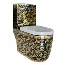 توالت فرنگی مشکی طلایی ارسال به سراسر کشور با بسته بندی ویژه و بسیار محکم با گارانتی تعویض