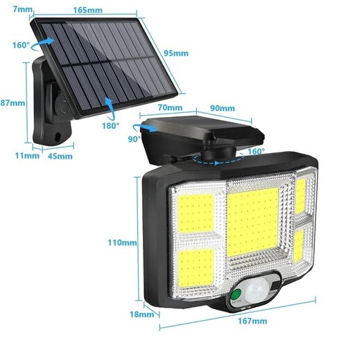 چراغ خورشیدی سنسوردار با پنل جدا مدل JD-2168B-A