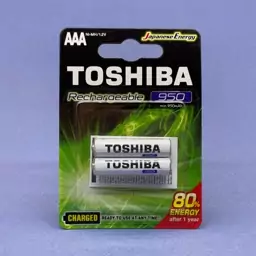 باطری نیم قلم شارژی اورجینال توشیبا TOSHIBA 950 mAH AAA کارت دو عددی باتری شارژی