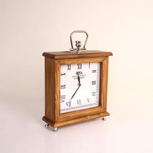ساعت چوبی  (چوب و استیل) قهوه ای کم رنگ-کد 02