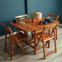 میز و صندلی ناهارخوری چهارنفره تاشو تمام چوب (هزینه ارسال بعهده خریدار میباشد)