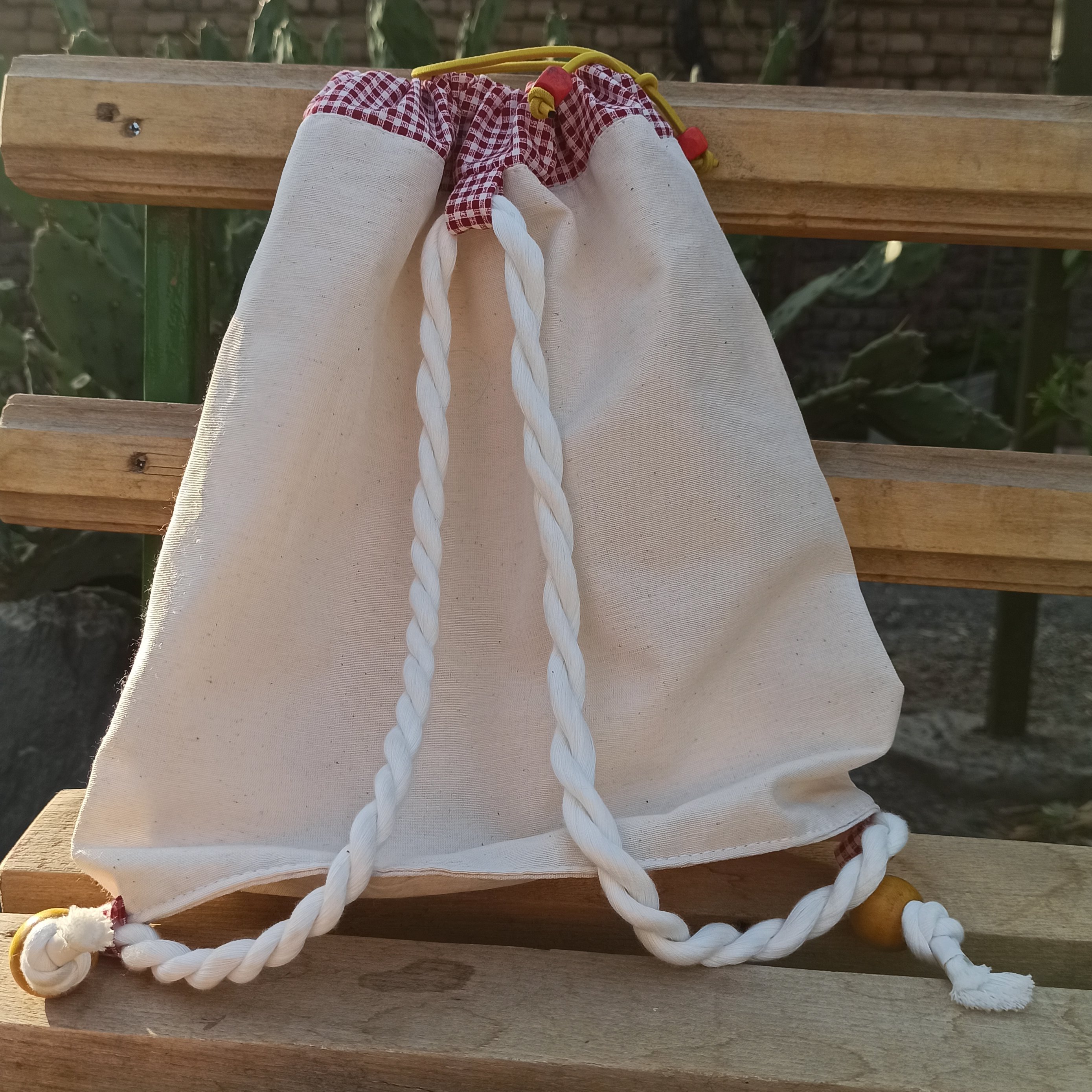 کوله پارچه نقاشی با دست گربه خوابالو جنس متقال و کتان