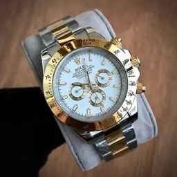 ساعت مچی مردانه رولکس مدل  دیتونا بند و بدنه استیل صفحه سفید  rolex 