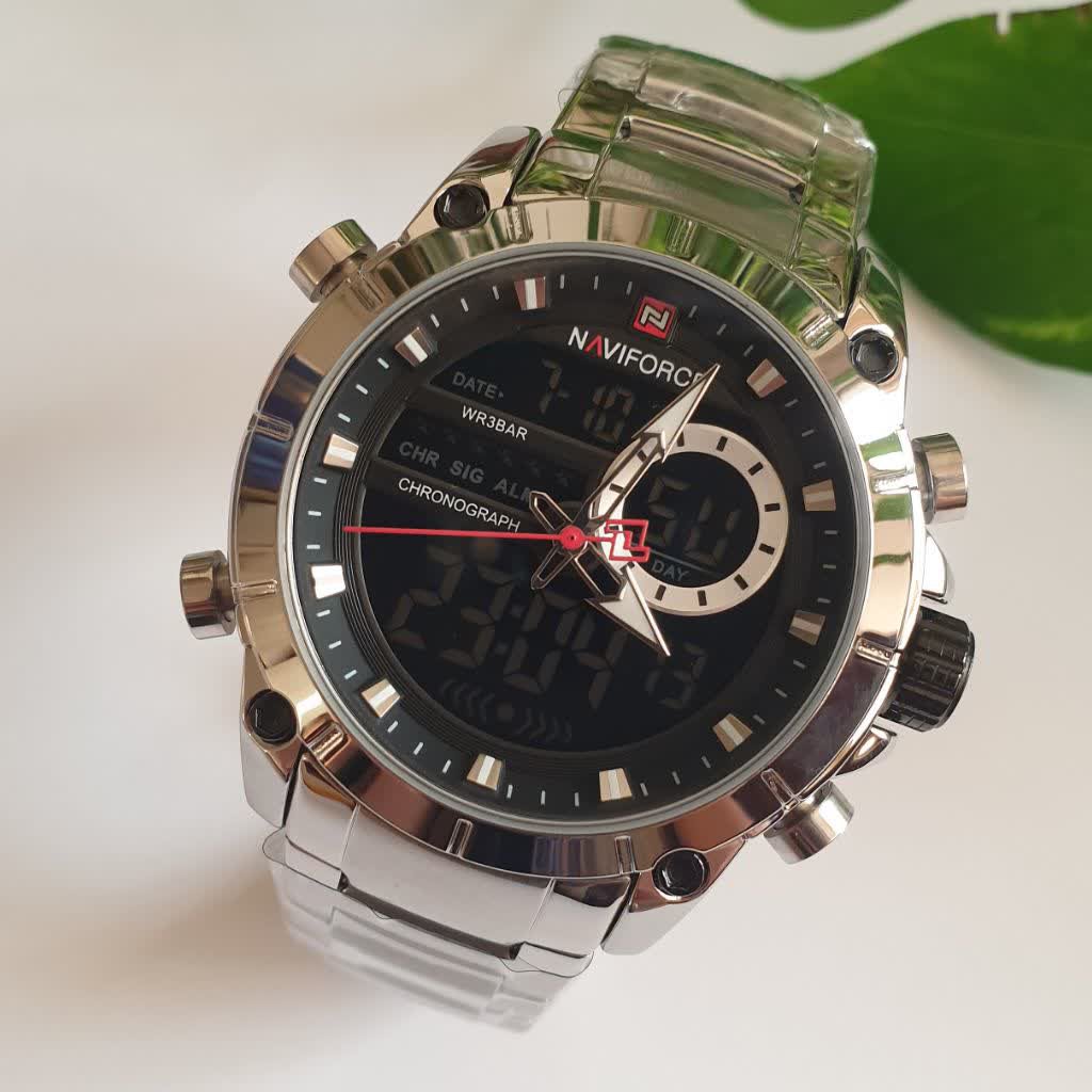 ساعتمچی مردانه ناویفورس اورجینال بدنه استیل دوزمانه Naviforce