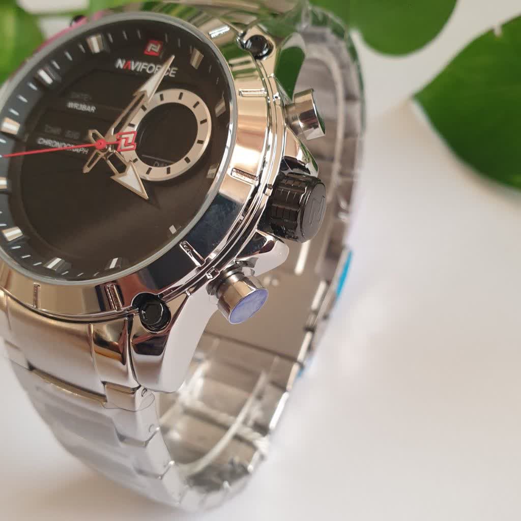 ساعتمچی مردانه ناویفورس اورجینال بدنه استیل دوزمانه Naviforce
