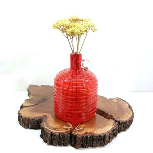 گلدان رنگی شیشه ای دستساز  مدل نواری بطری آب رنگی گلدان دکوری  آب خورشیدی
