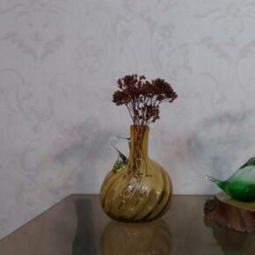 گلدان شیشه ای دستساز موجدار  آبلیموخوری صنایع دستی شیشه گری گلدان رومیزی دستساز
