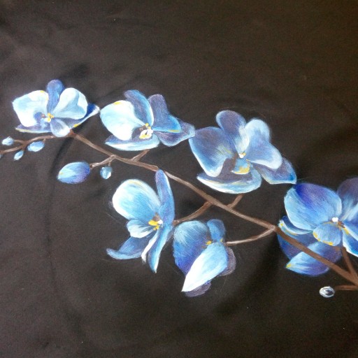 روسری ساتن طرح گل آبی