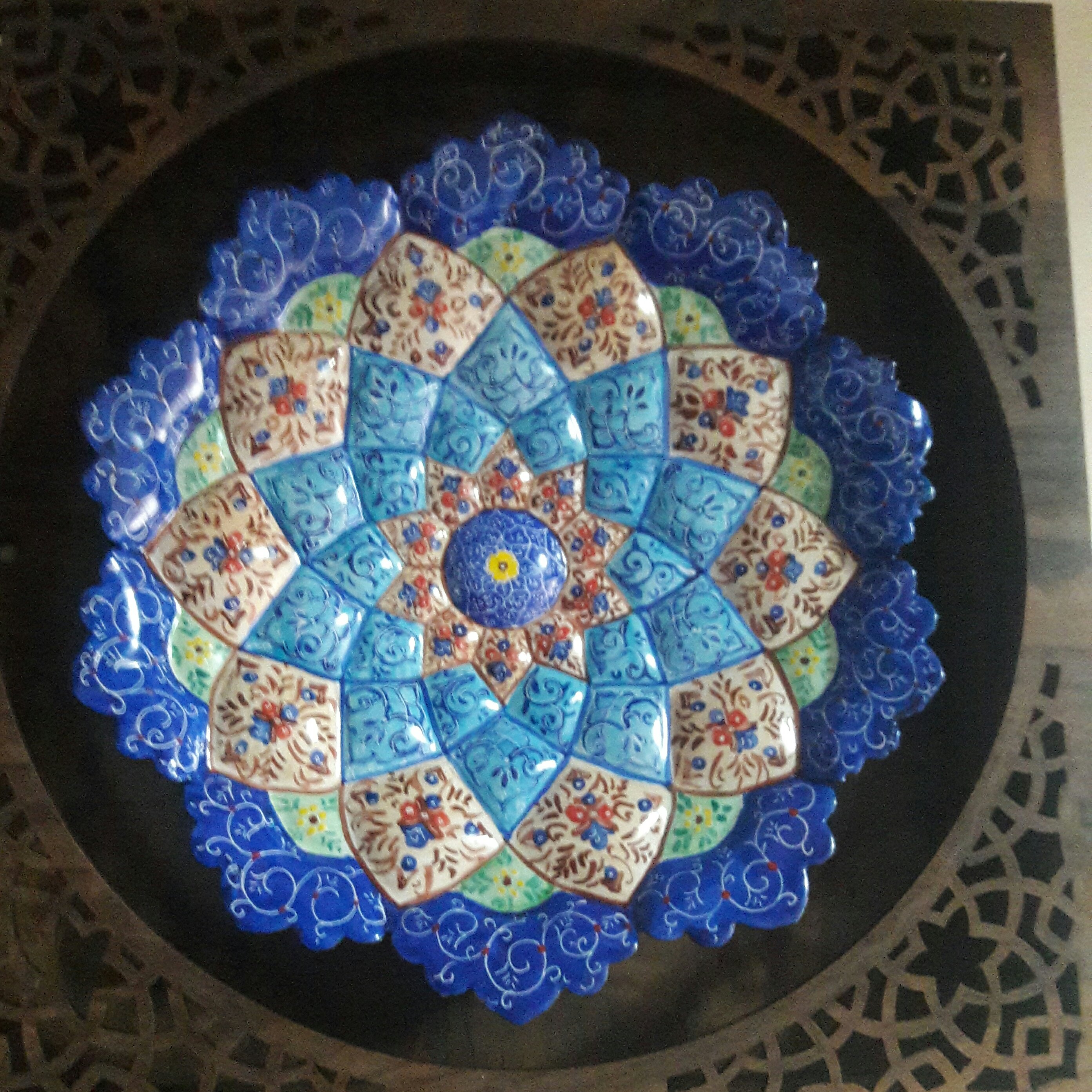 تابلو دیواری مینا کاری باقاب 25در25 وبشقاب سایز 20